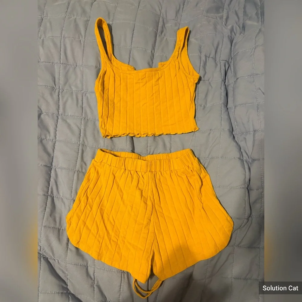 Yellow Ribbed Two Peice Set - Picture 3 of 4